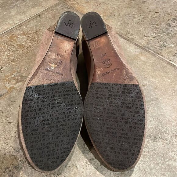 Donald J Pliner Tan Suede Wedge Shoes Womens Size 8.5N Snakeskin Leather - Picture 11 of 12